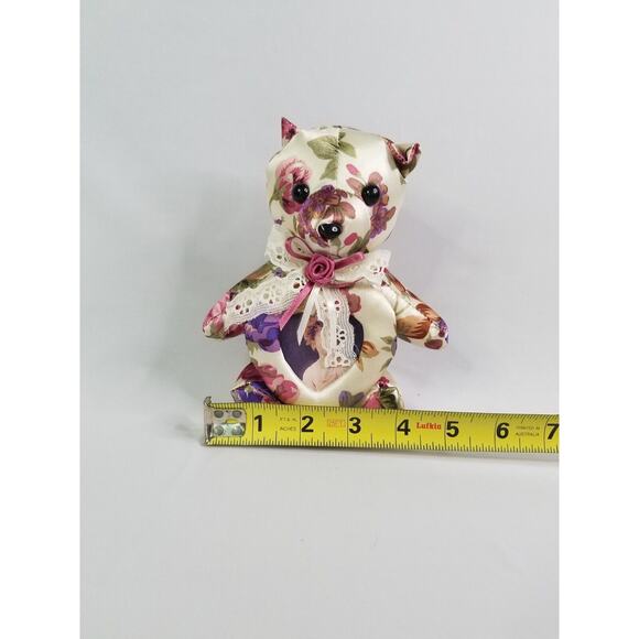 VTG 80's Secret Scents By Once Upon A Rose Floral Fabric Teddy Bear/Pic Frame NY - Picture 6 of 11
